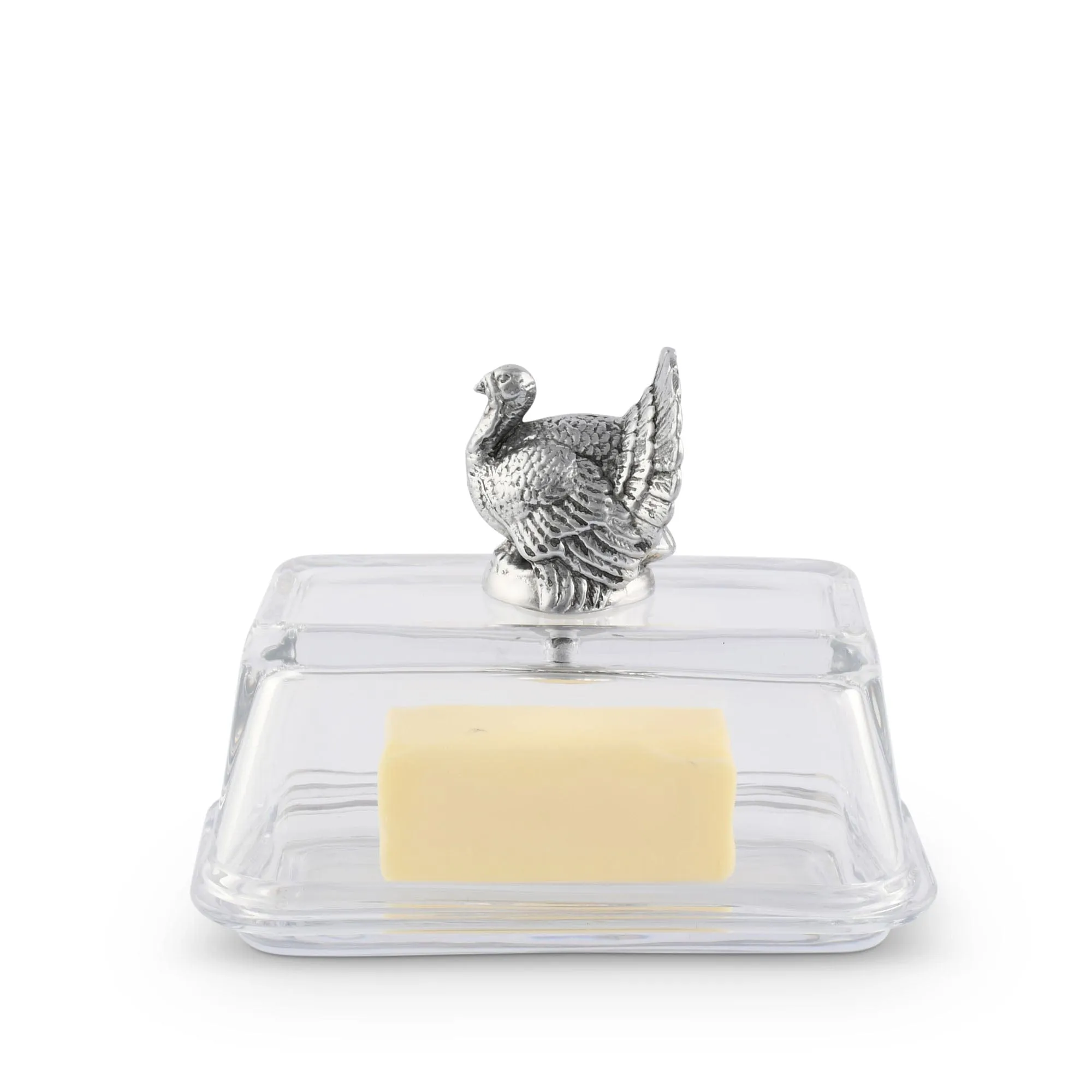 Turkey Lid Glass Butter Dish