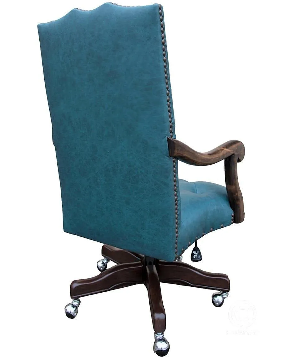 Turquoise Dust Leather Office Chair