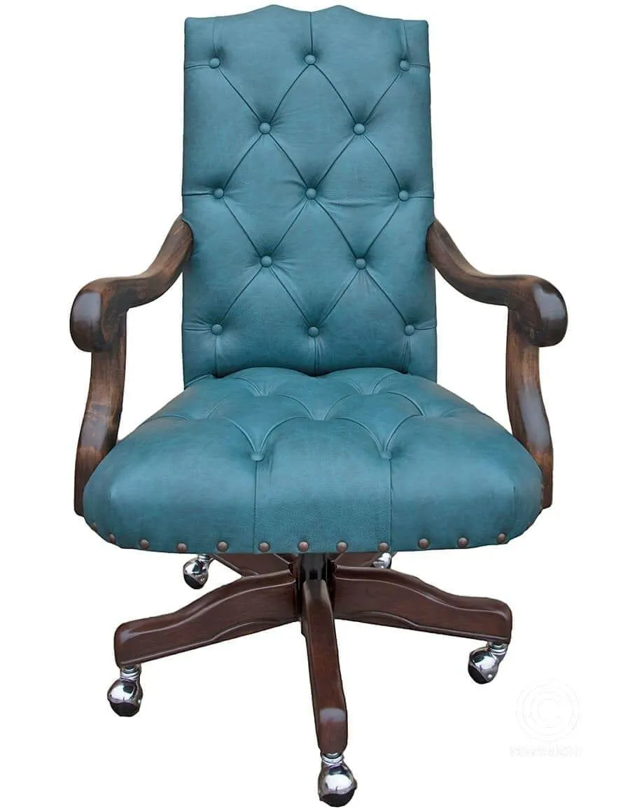 Turquoise Dust Leather Office Chair