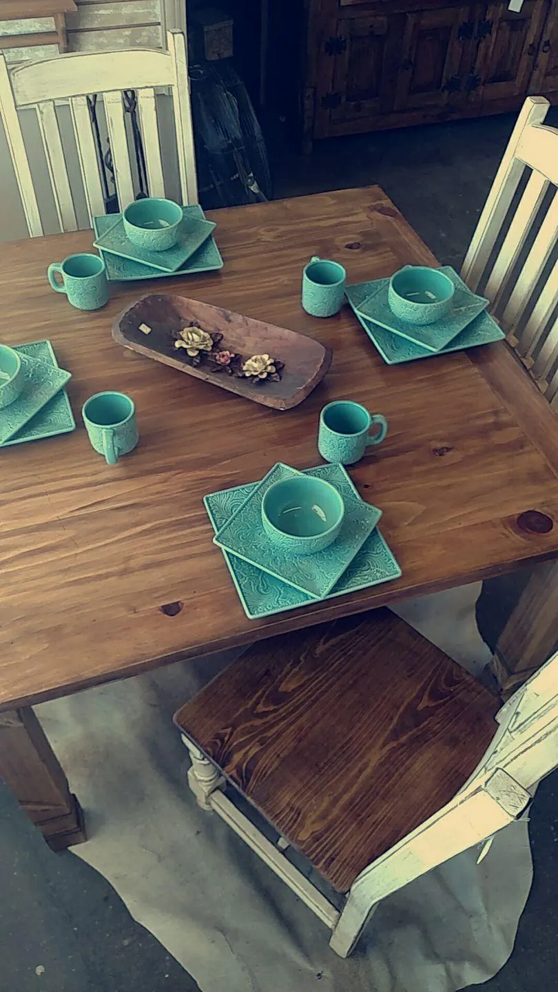 Turquoise Embossed Dinnerware Set