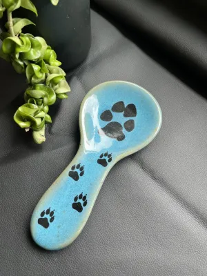 Turquoise Paw Prints Spoon Rest kitchen utensils, spatula set