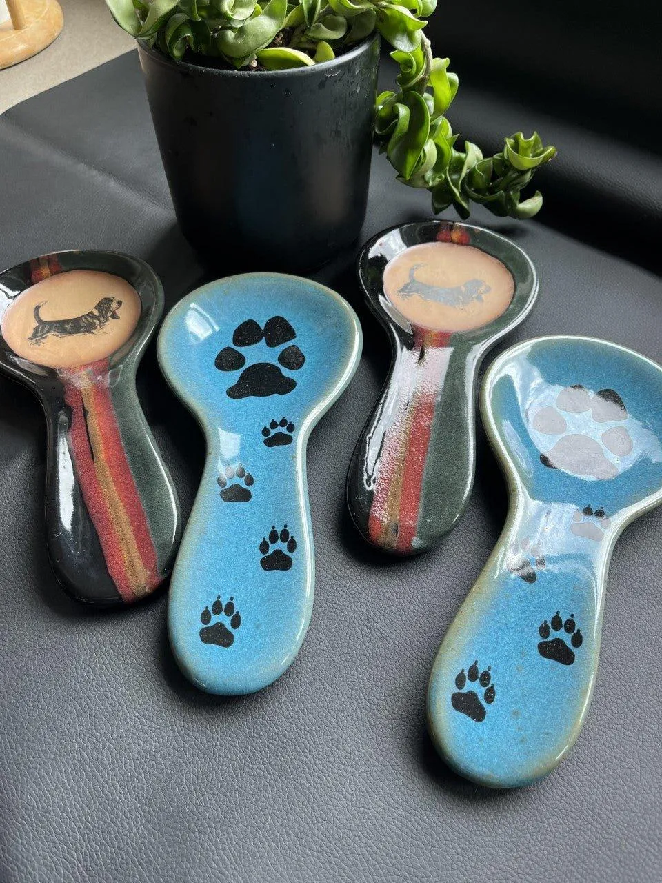 Turquoise Paw Prints Spoon Rest