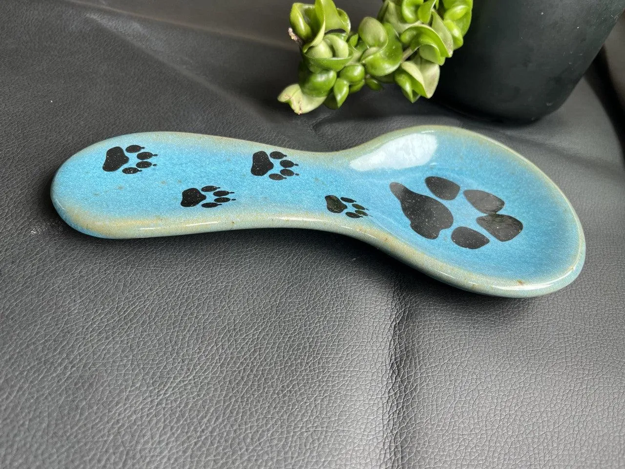 Turquoise Paw Prints Spoon Rest