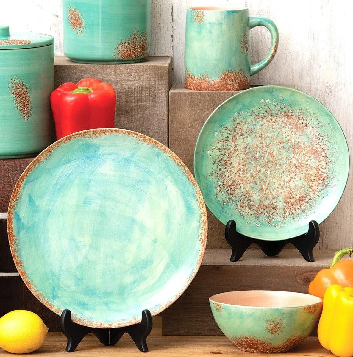 Turquoise Rust Patina Serving Platter