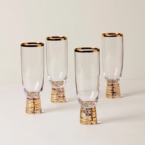 Tuscany Classics Gold Frost Flute Glasses - Set Of 4