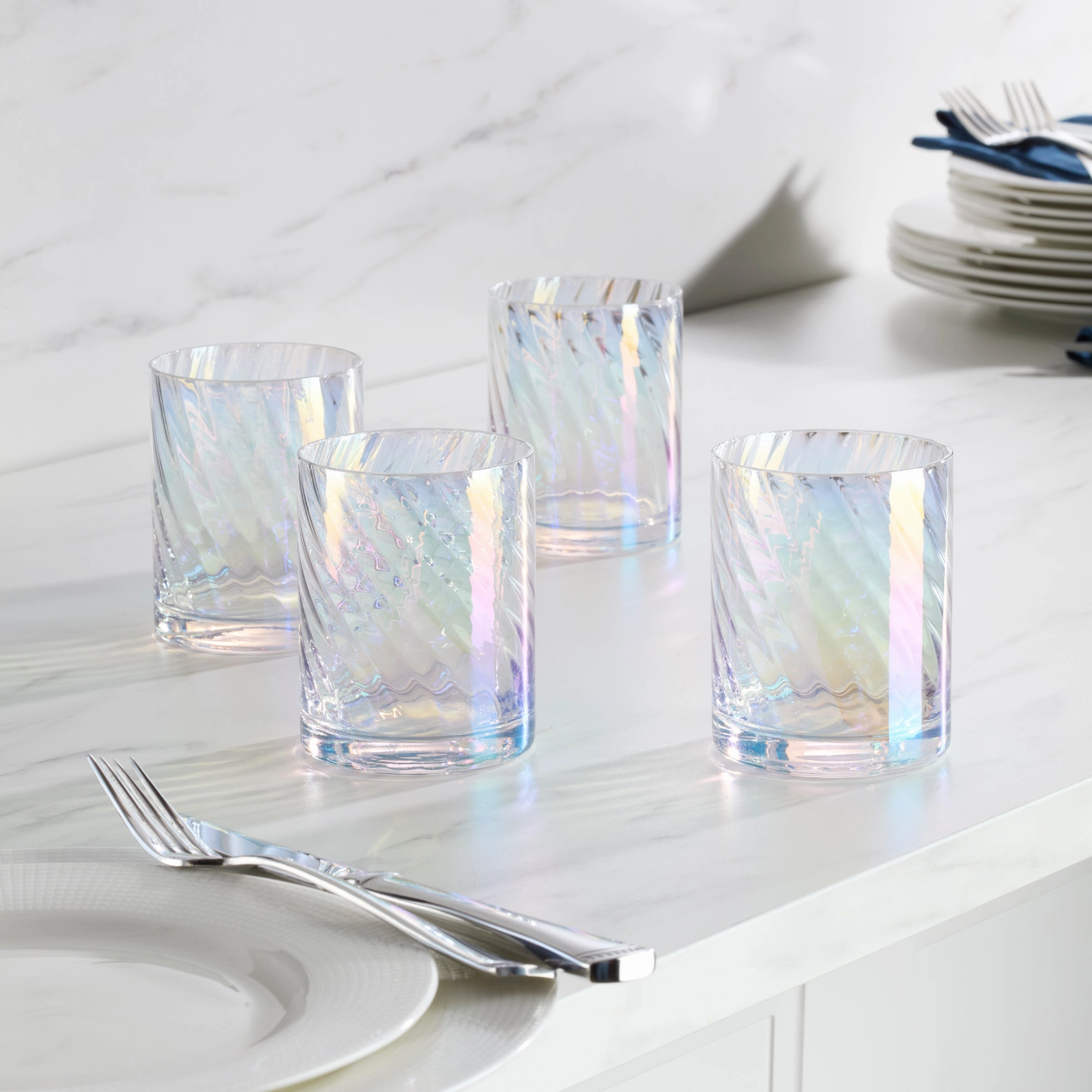 Tuscany Classics Iridescent Double Old Fashion Glasses - Set