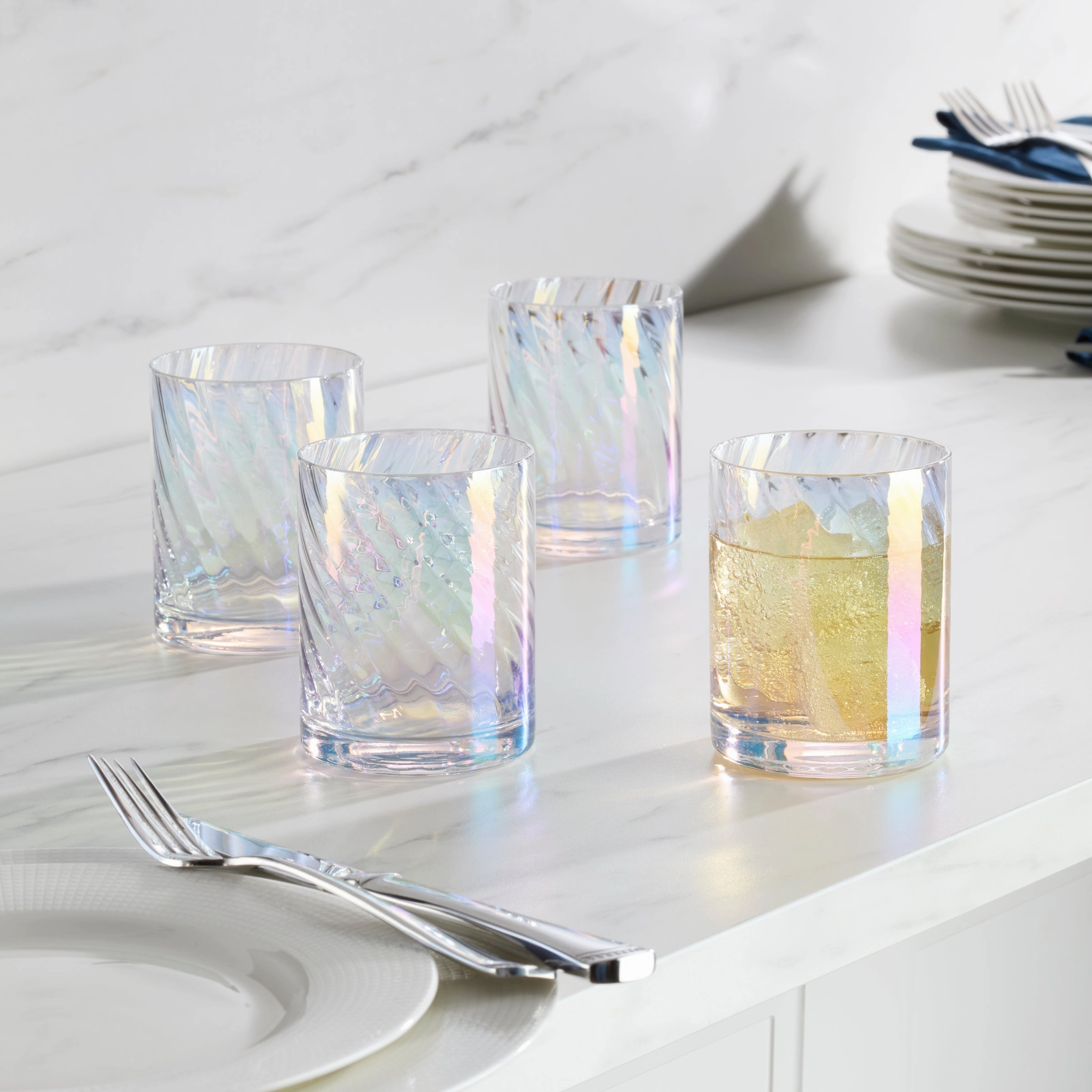 Tuscany Classics Iridescent Double Old Fashion Glasses - Set