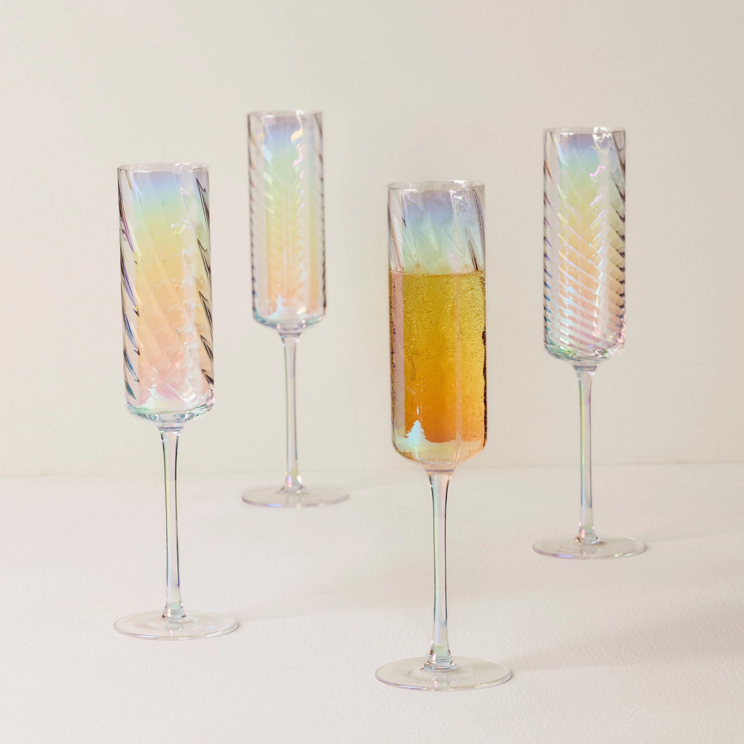 Tuscany Classics Iridescent Flute Glasses - Set Of 4