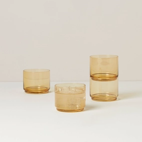 Tuscany Classics Stackable Amber Short Glasses - Set Of 4