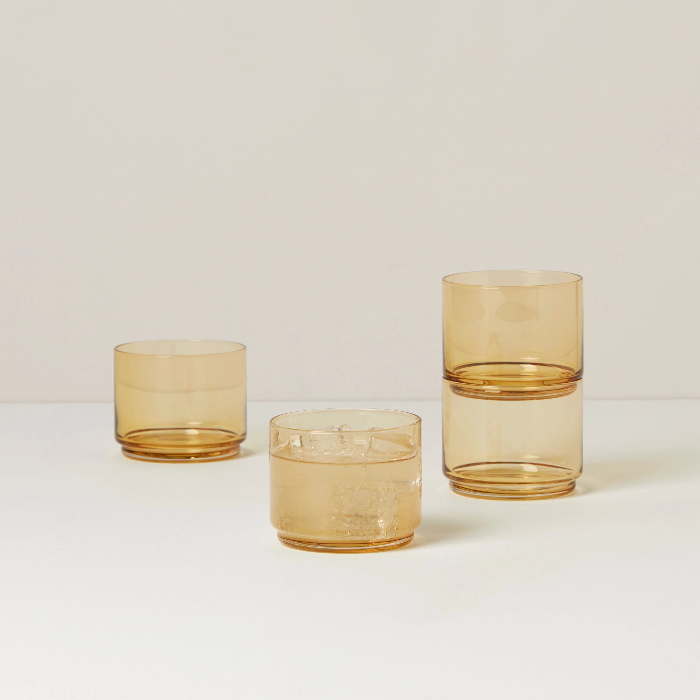 Tuscany Classics Stackable Amber Short Glasses - Set Of 4