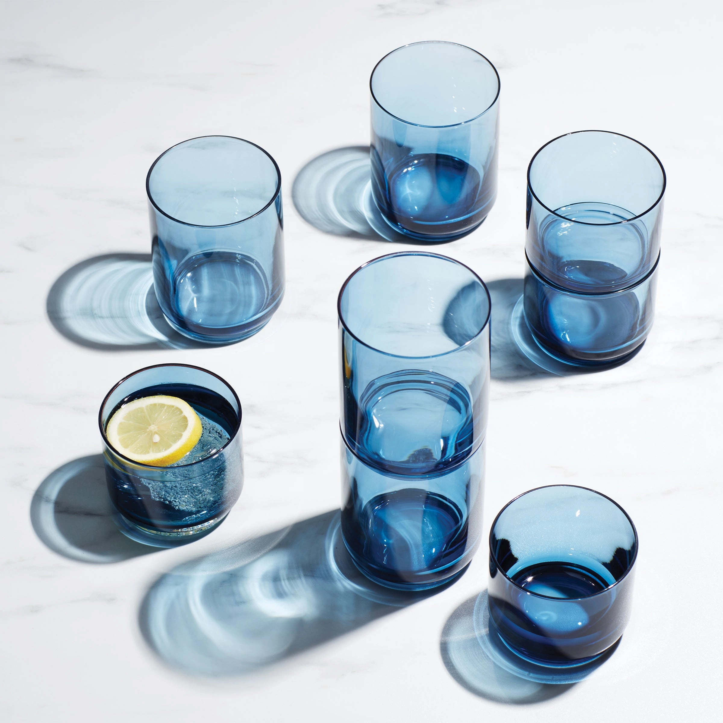 Tuscany Classics Stackable Blue Tall Glasses - Set Of 4