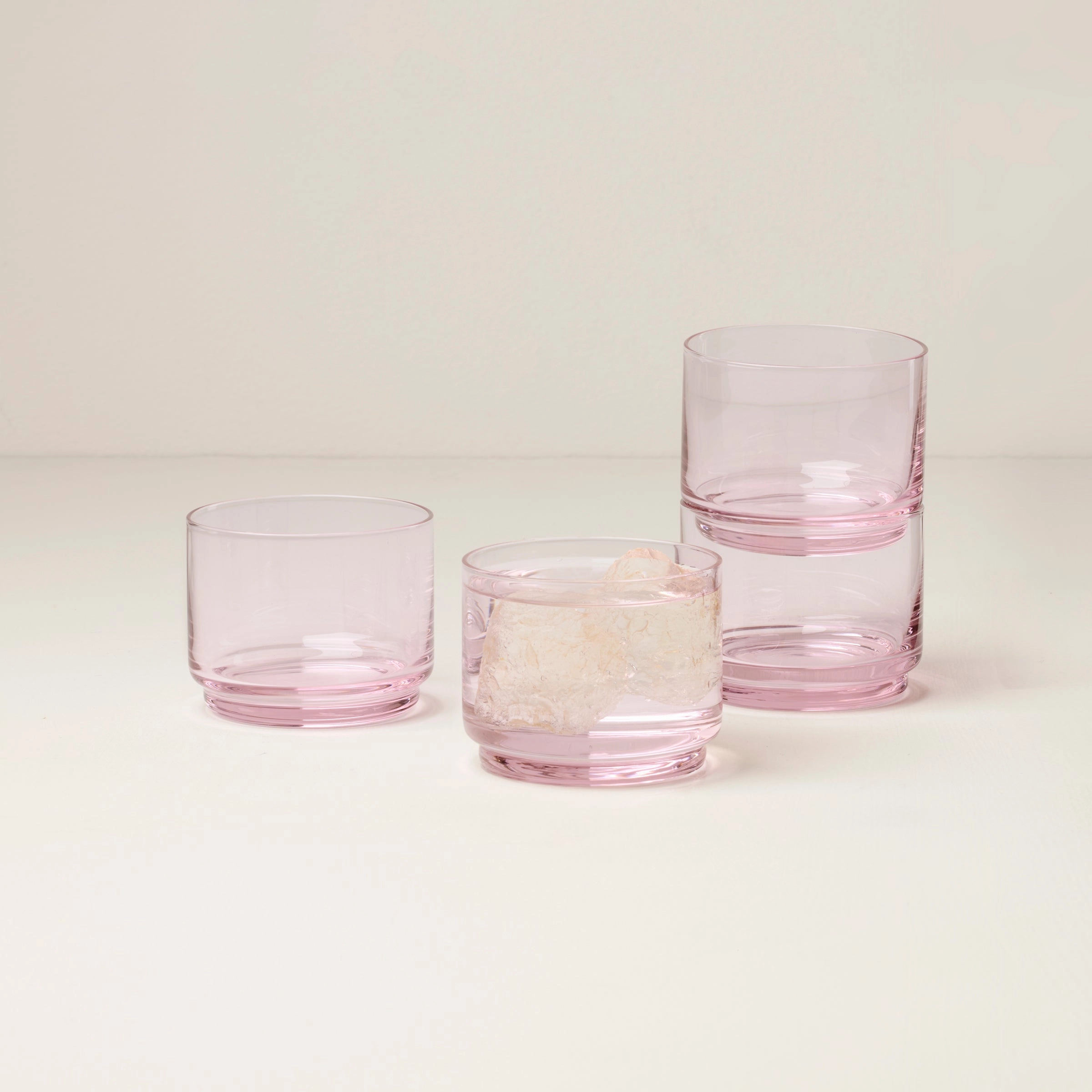 Tuscany Stackable Blush Short Glasses - Set Of 4