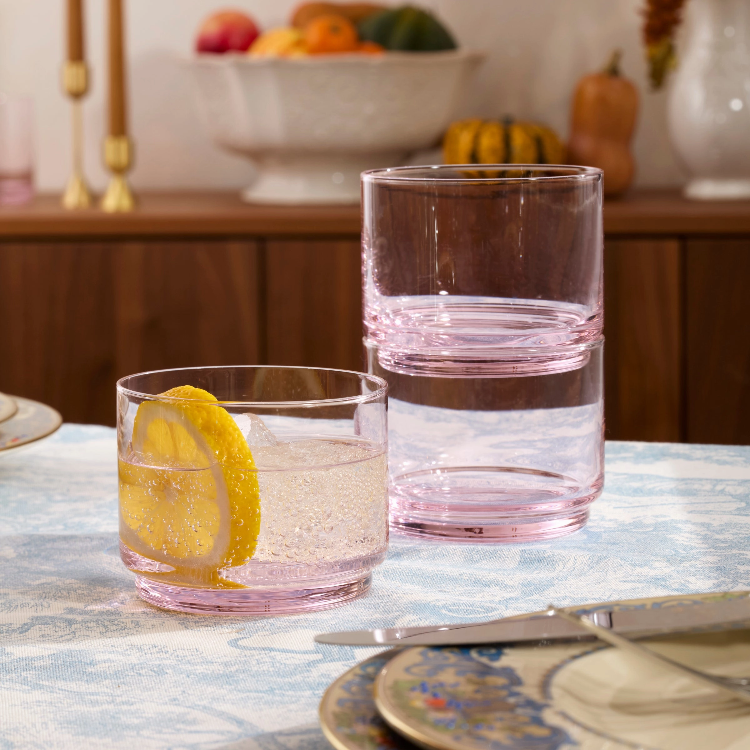Tuscany Stackable Blush Short Glasses - Set Of 4