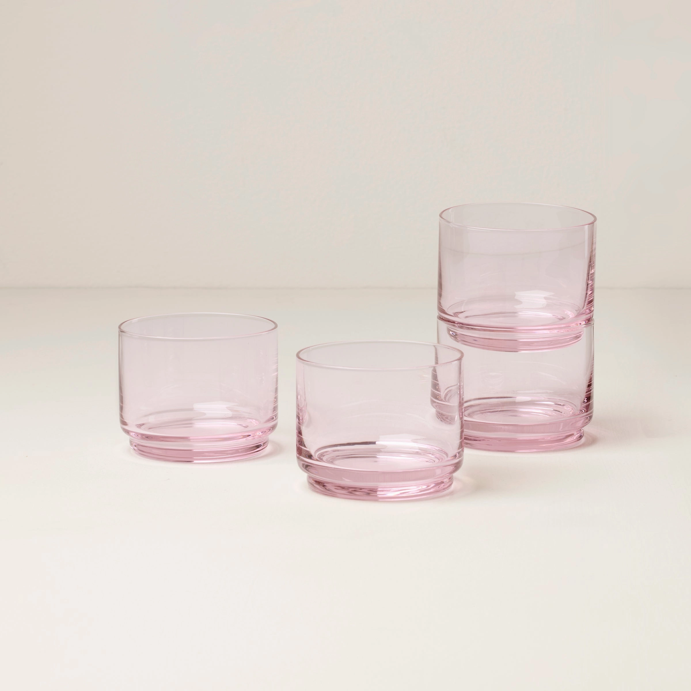 Tuscany Stackable Blush Short Glasses - Set Of 4