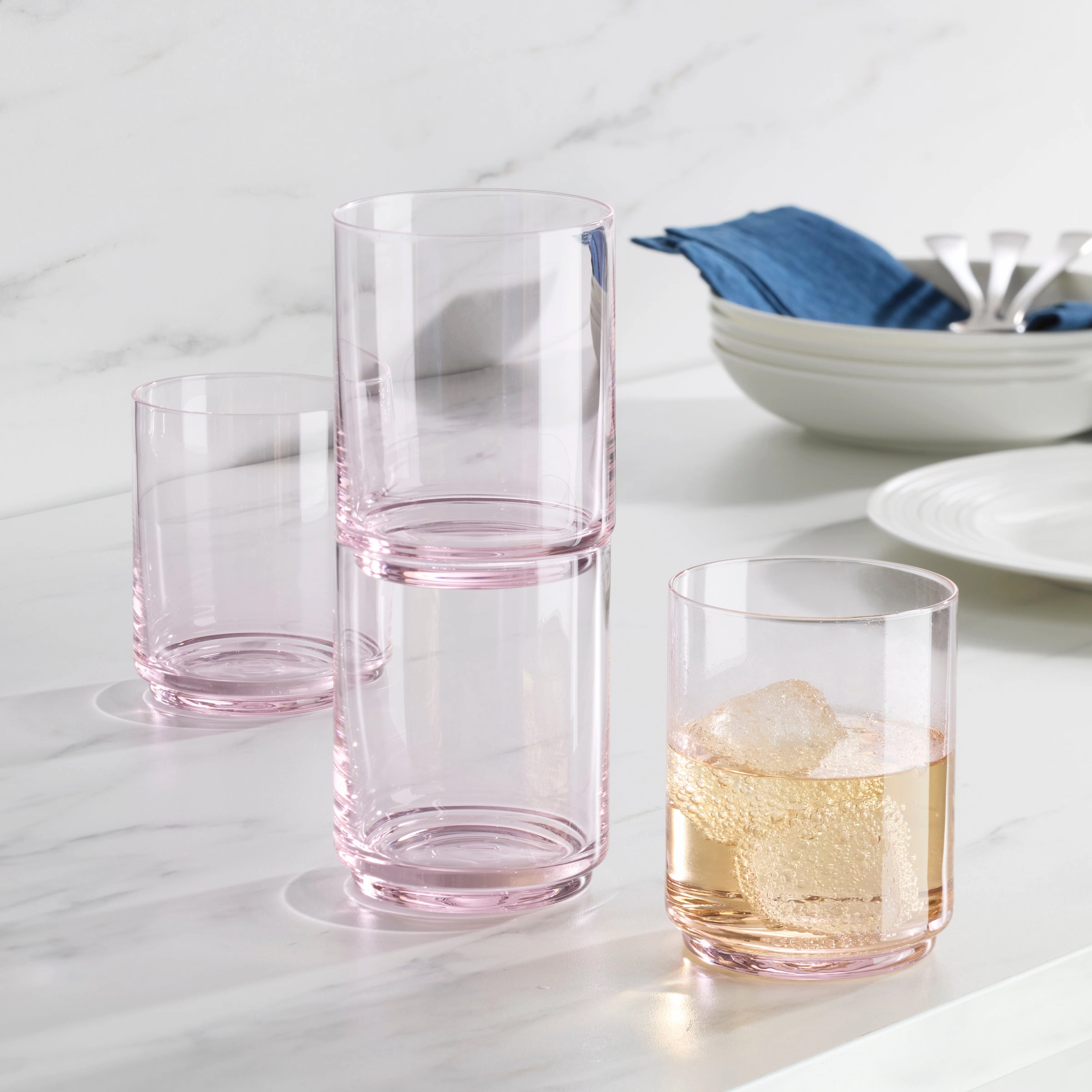 Tuscany Stackable Blush Tall Glasses - Set Of 4