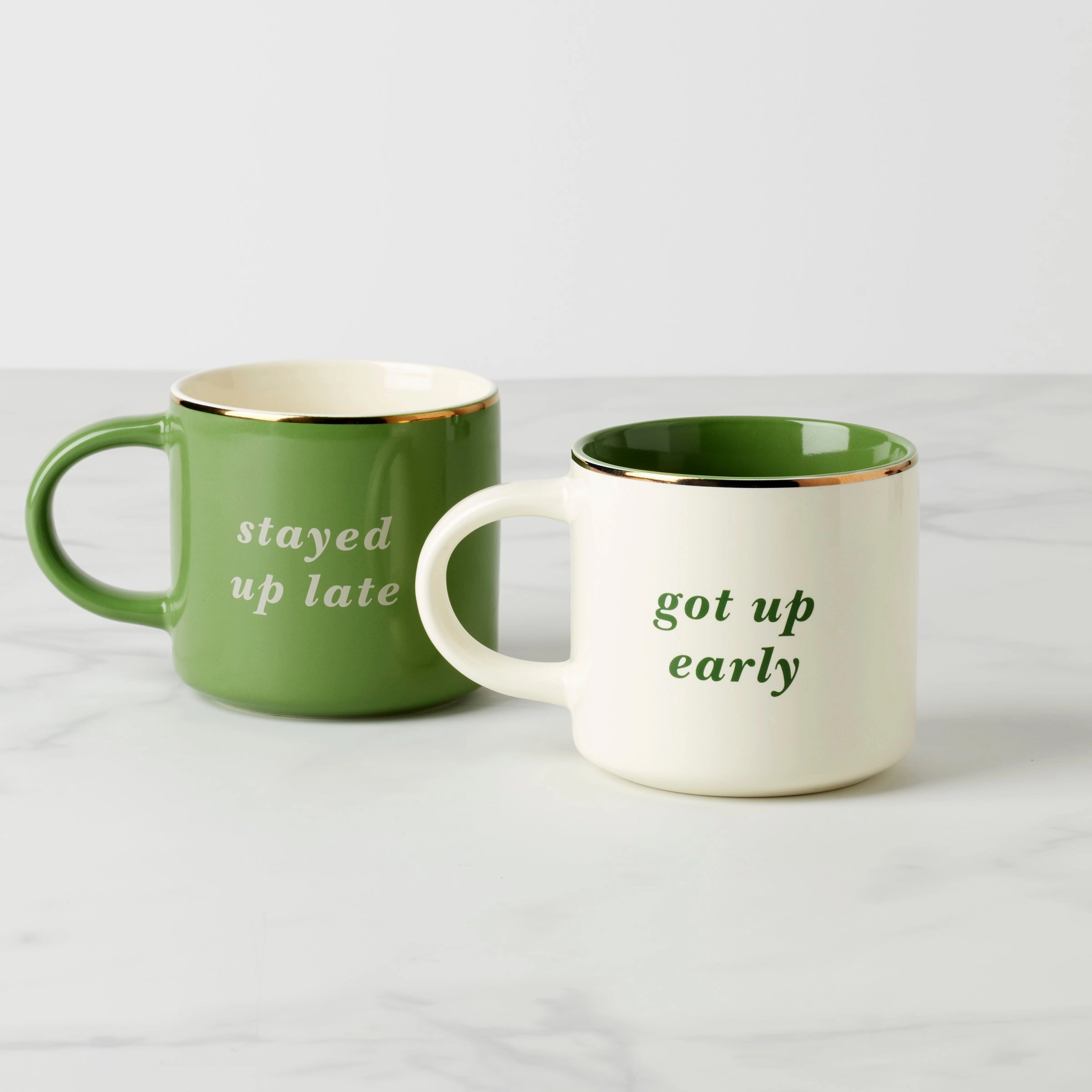 Two of a Kind Got Up Early & Stayed Up Late Mugs - Set of 2