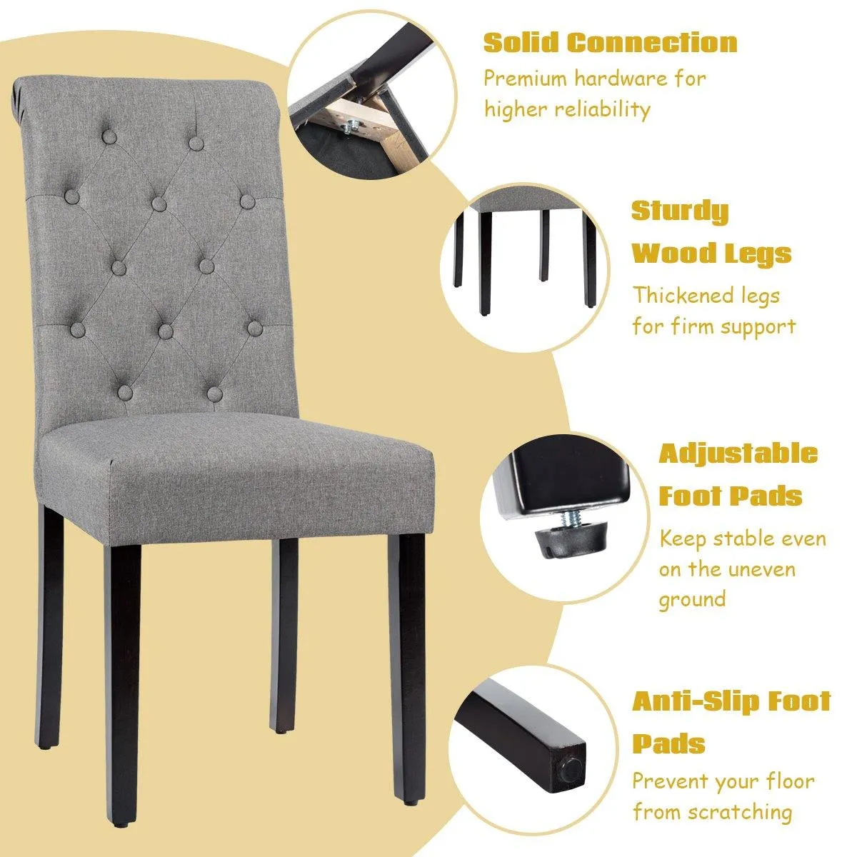 Upholstered Accent Dining Chairs Set of 2