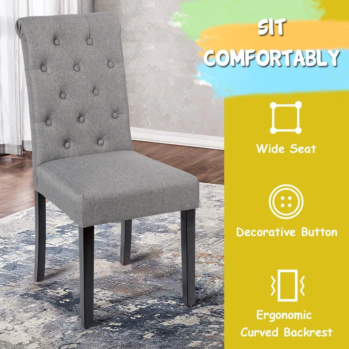 Upholstered Accent Dining Chairs Set of 2