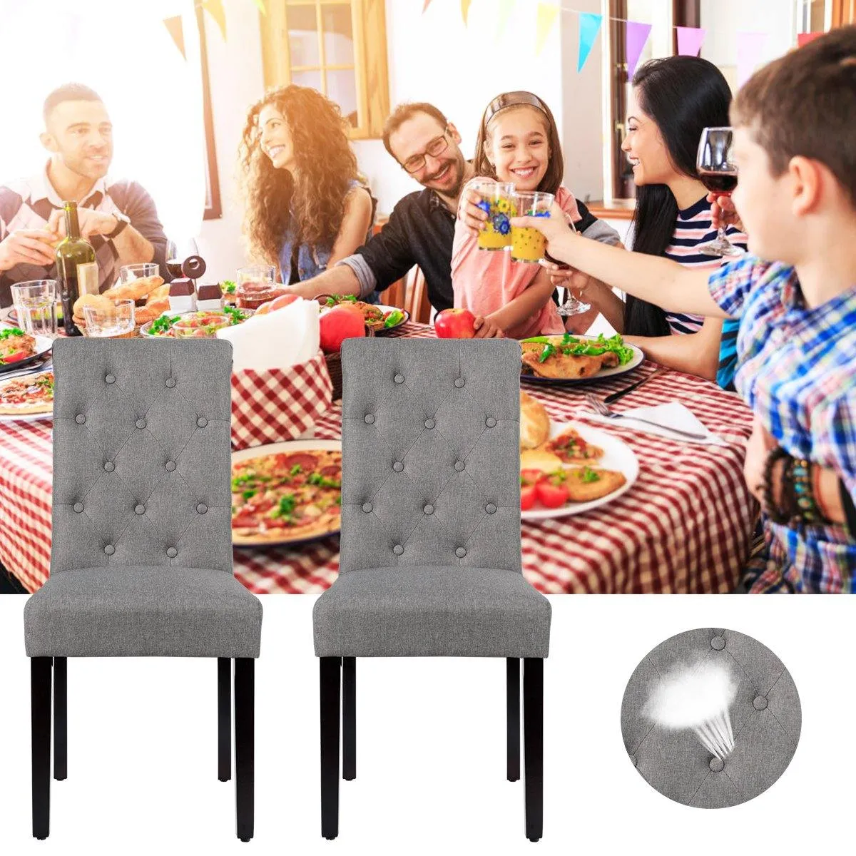 Upholstered Accent Dining Chairs Set of 2