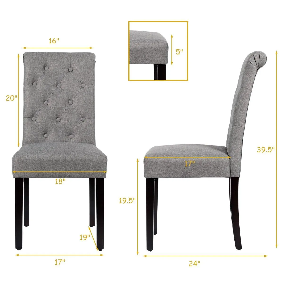 Upholstered Accent Dining Chairs Set of 2