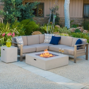 V-shape Outdoor Fire Table Sofa Set - NH088992 patio chairs, outdoor seating