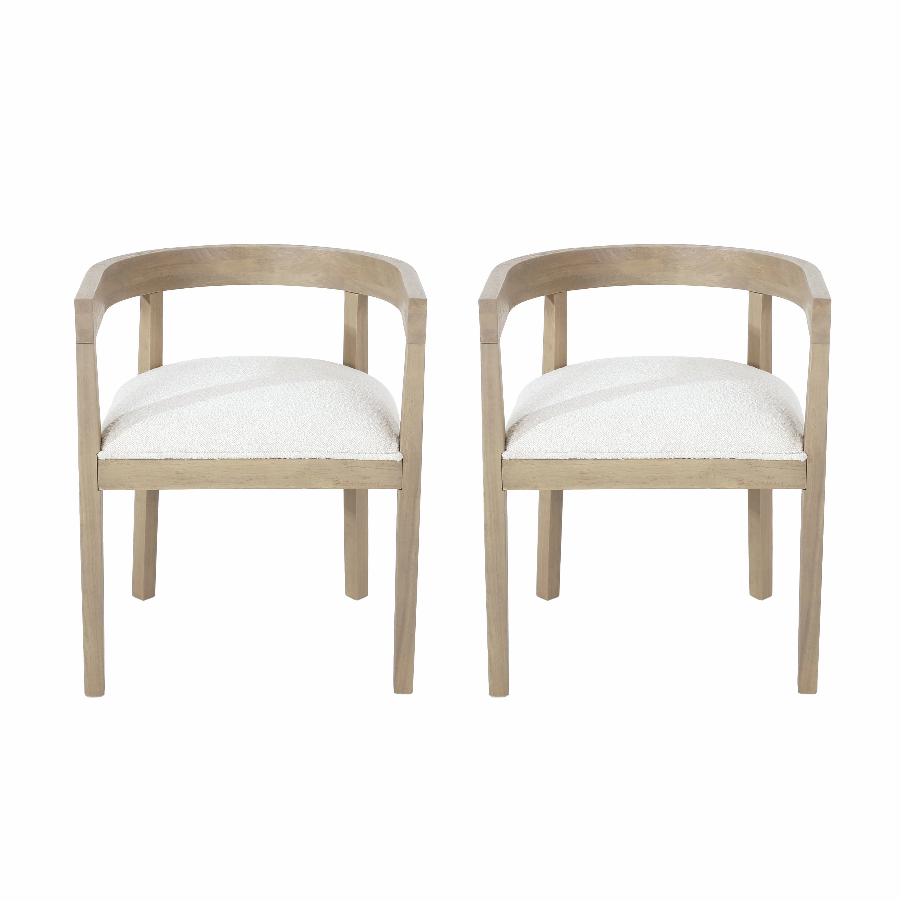 Vande Fabric Upholstered Wood Tub Dining Chairs, Set of 2