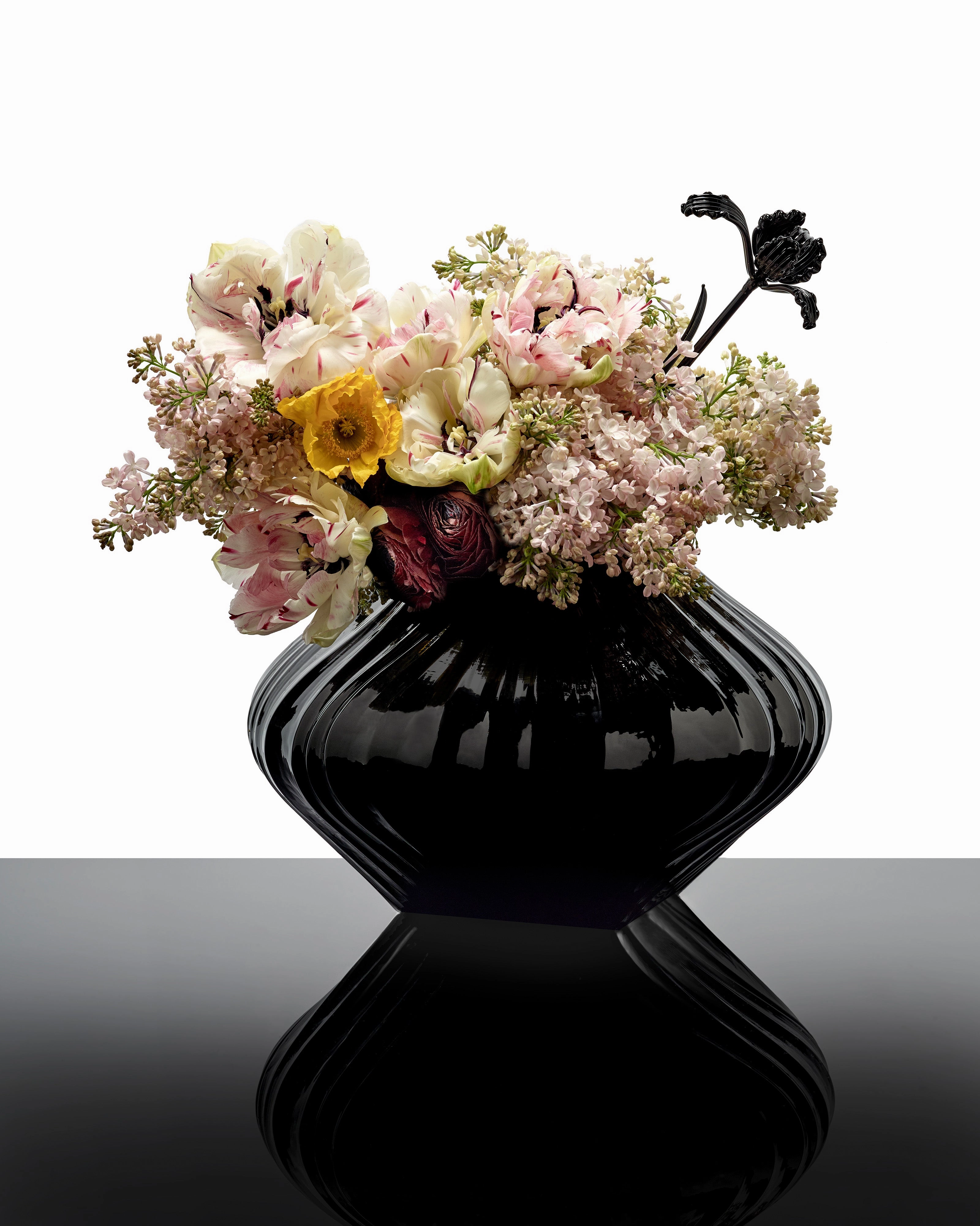 Vase with glass tube 04 black Josephine