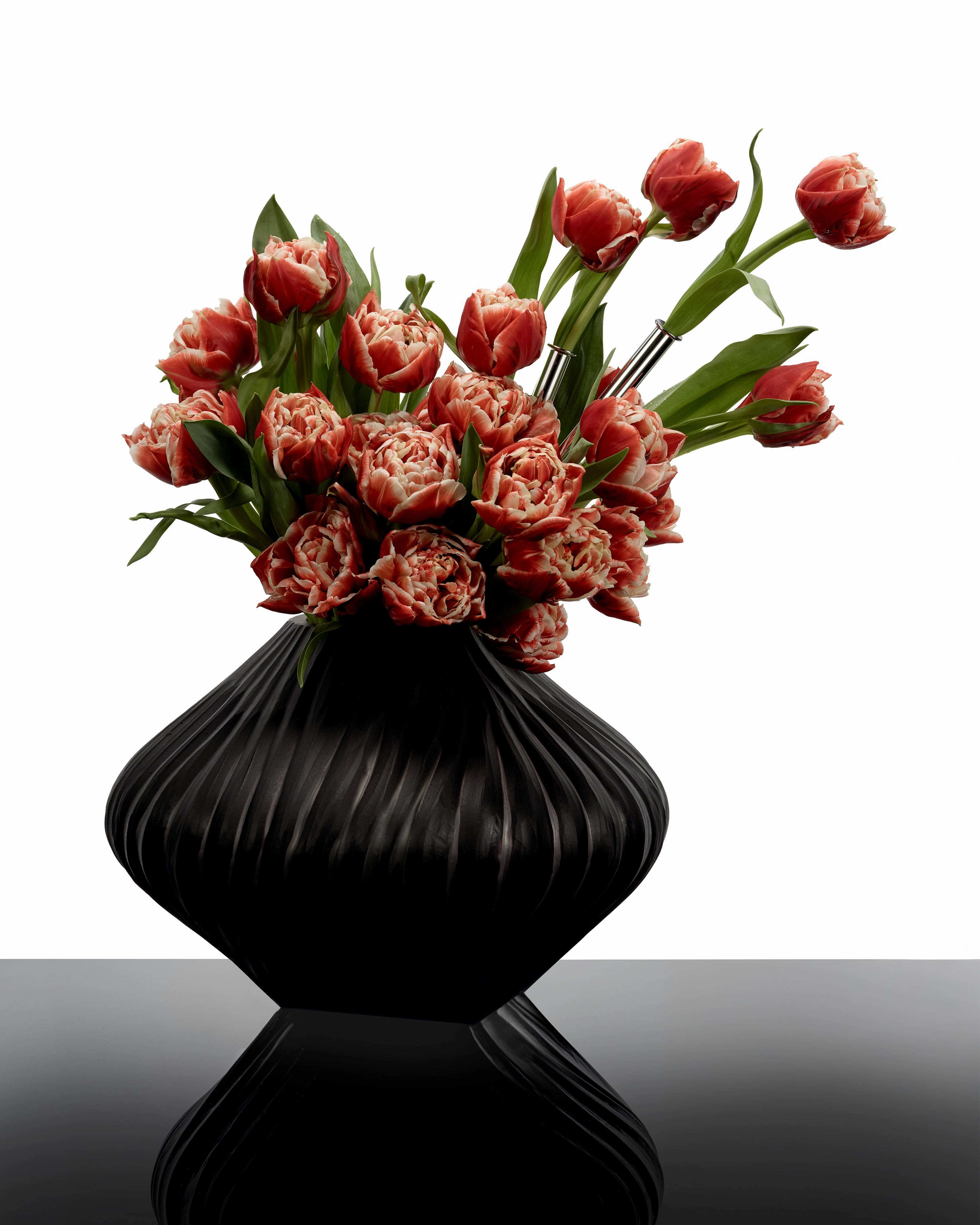 Vase with glass tube 04 black matt Josephine