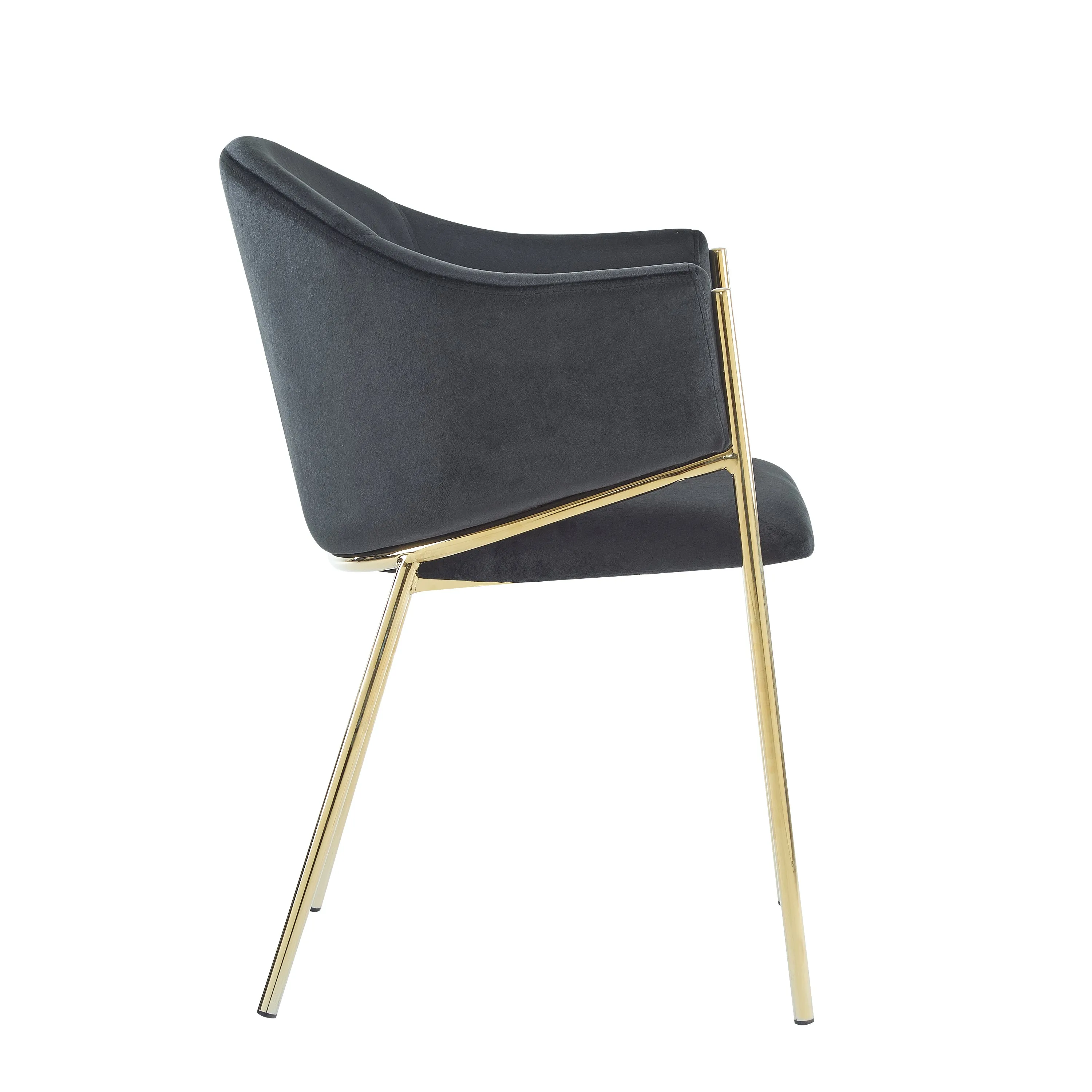 Velvet Dining Chairs with Gold Metal Frame, Set of 2
