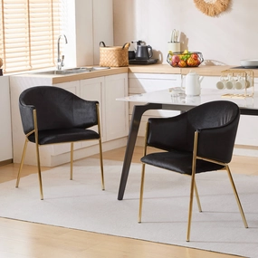 Velvet Dining Chairs with Gold Metal Frame, Set of 2 dining table set, 6-piece dining set