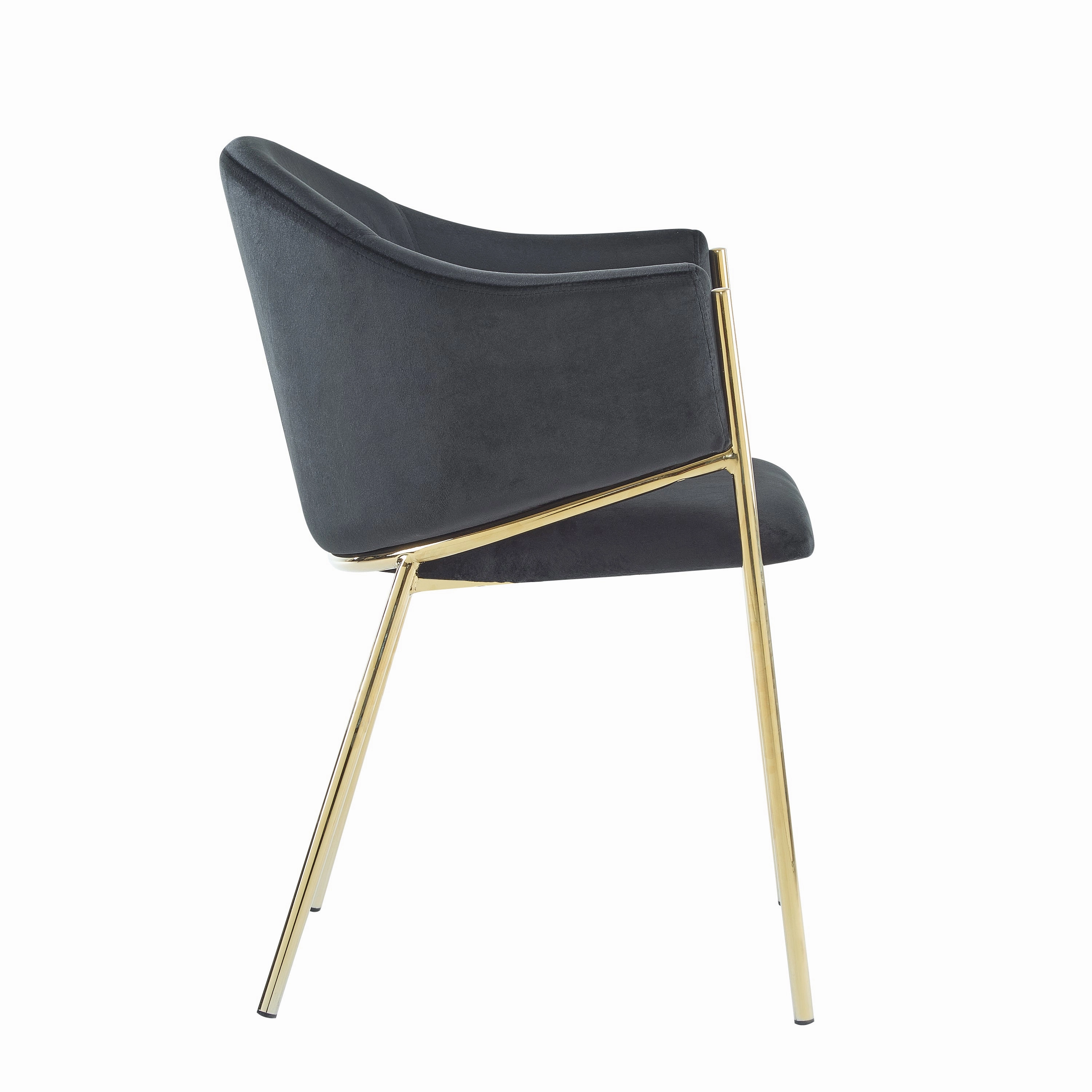 Velvet Dining Chairs with Gold Metal Frame, Set of 2