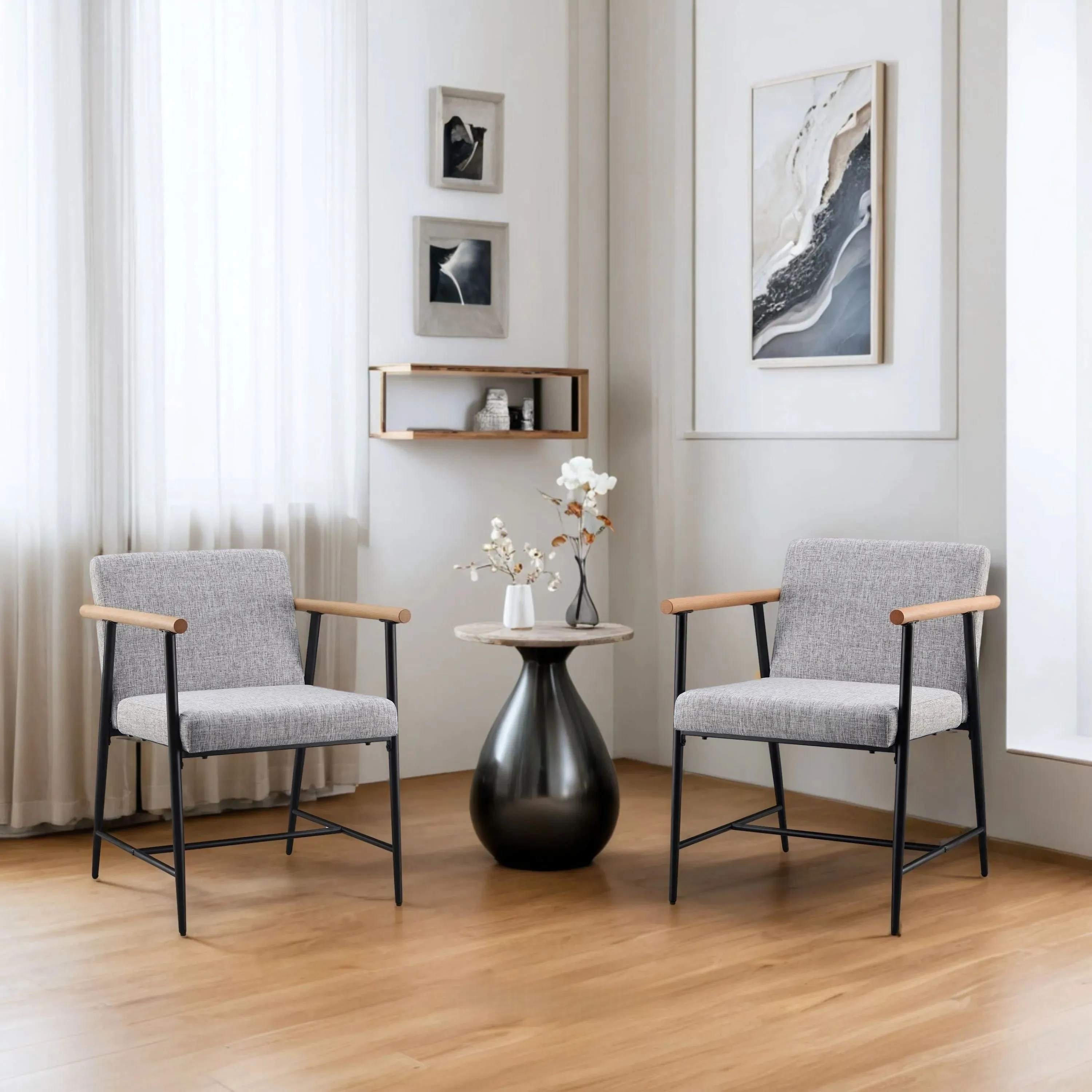 Versatile Set of 2 Modern Accent Chairs  Upholstered Armchairs