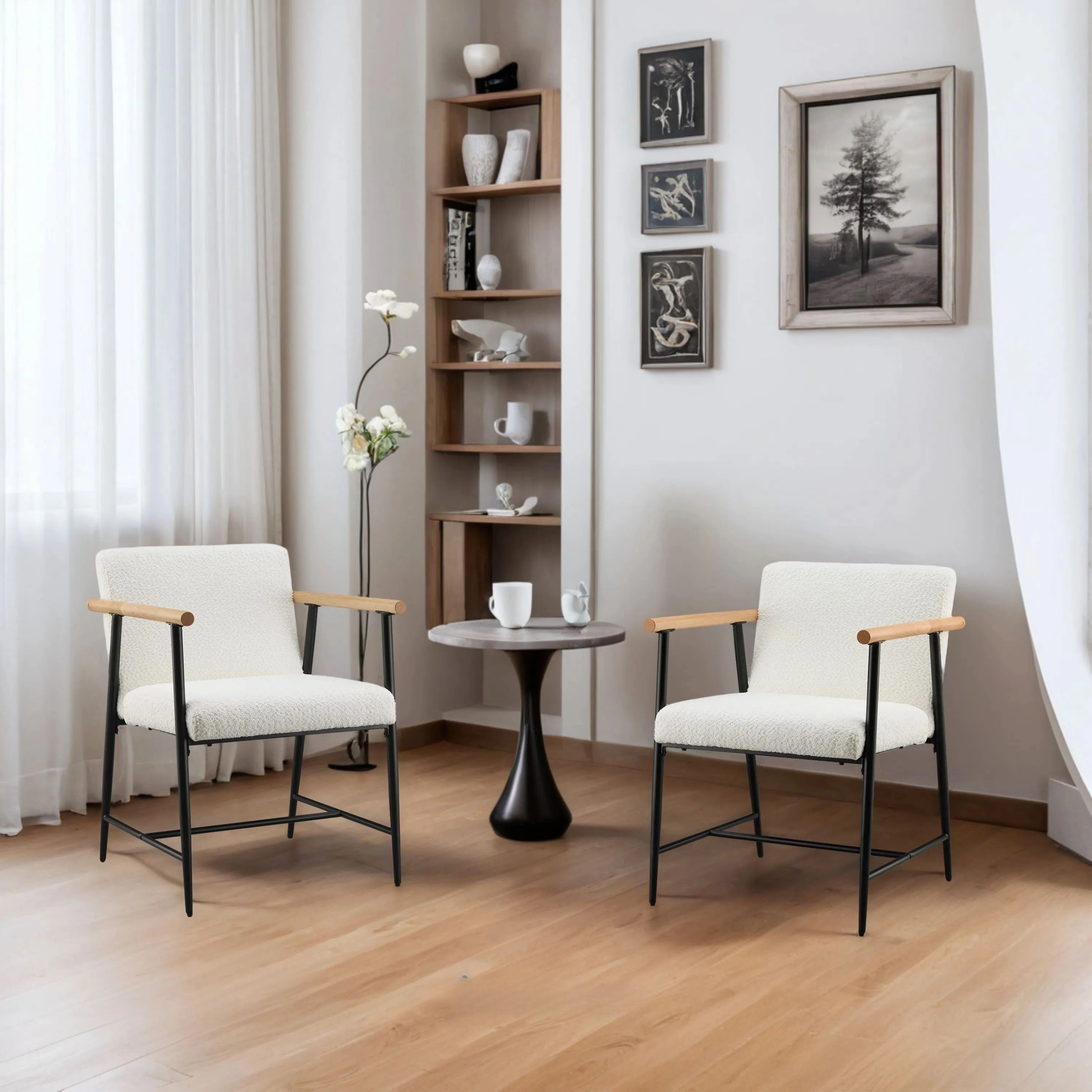 Versatile Set of 2 Modern Accent Chairs  Upholstered Armchairs