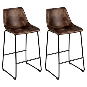 Vintage Faux Suede Bar Stools, with Metal Legs, Back and Footrest kitchen barstool, adjustable bar stool