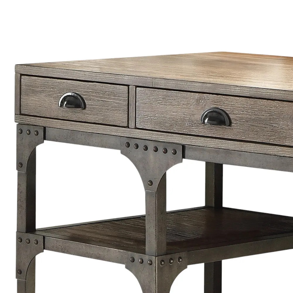 Weathered Oak and Antiqued Iron Desk