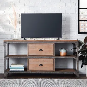 Weathered Oak and Antiqued Iron TV Stand vanity mirror, wall mirror