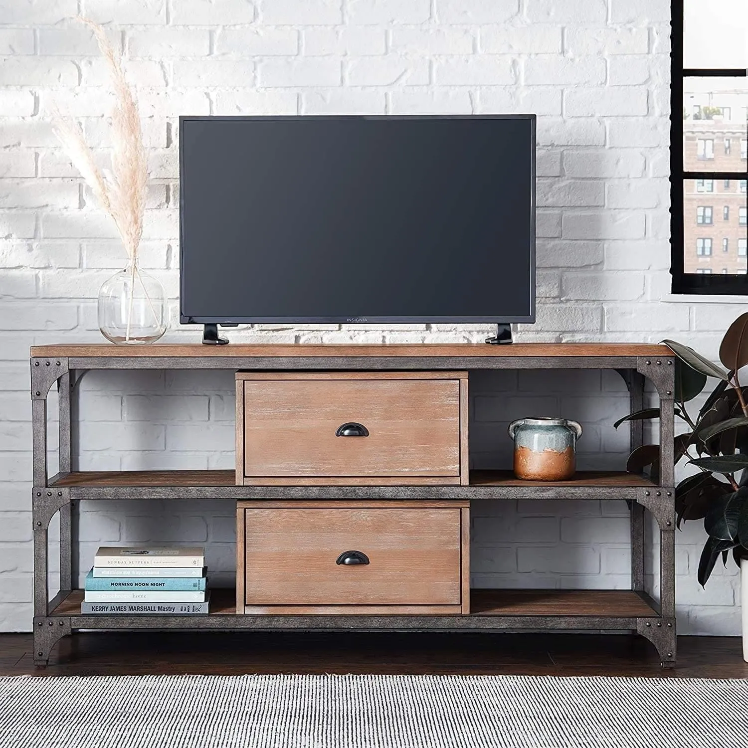 Weathered Oak and Antiqued Iron TV Stand gaming chair, computer chair