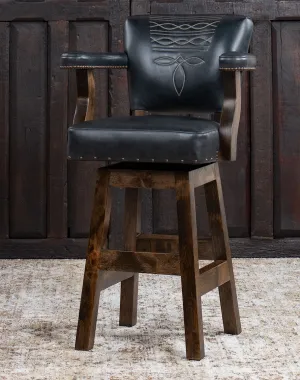 Western Boot Stitch Black Leather Bar & Counter Chairs gaming chair, computer chair