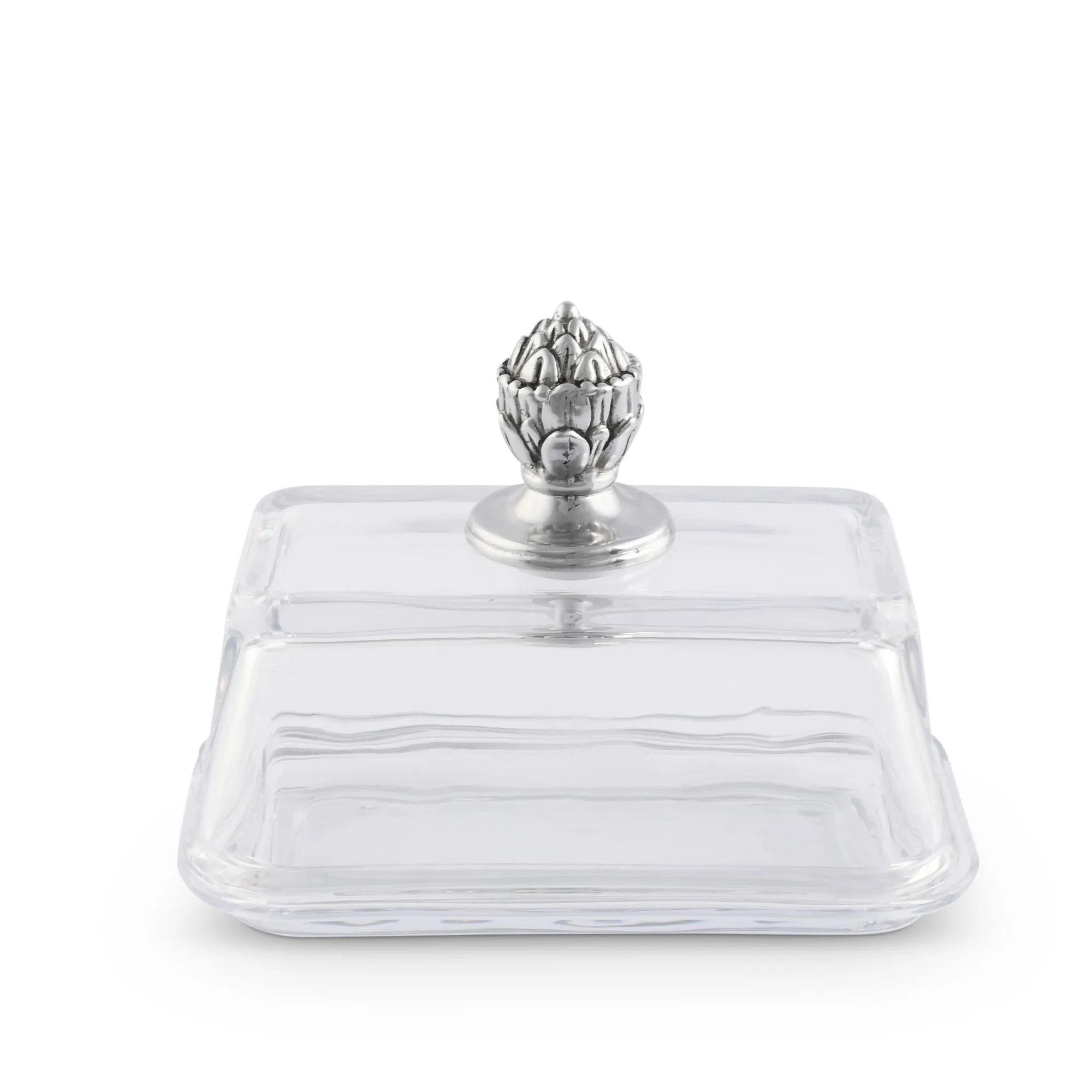 Western Concho and Glass Butter Dish