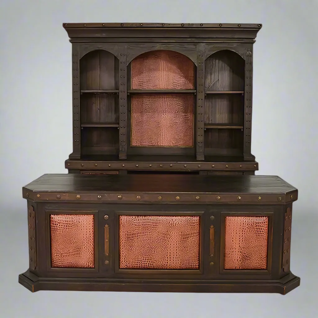 Western Executive Desk & Credenza with Hutch