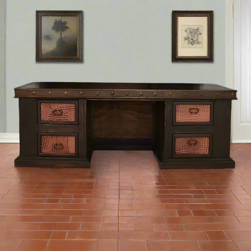 Western Executive Desk & Credenza with Hutch