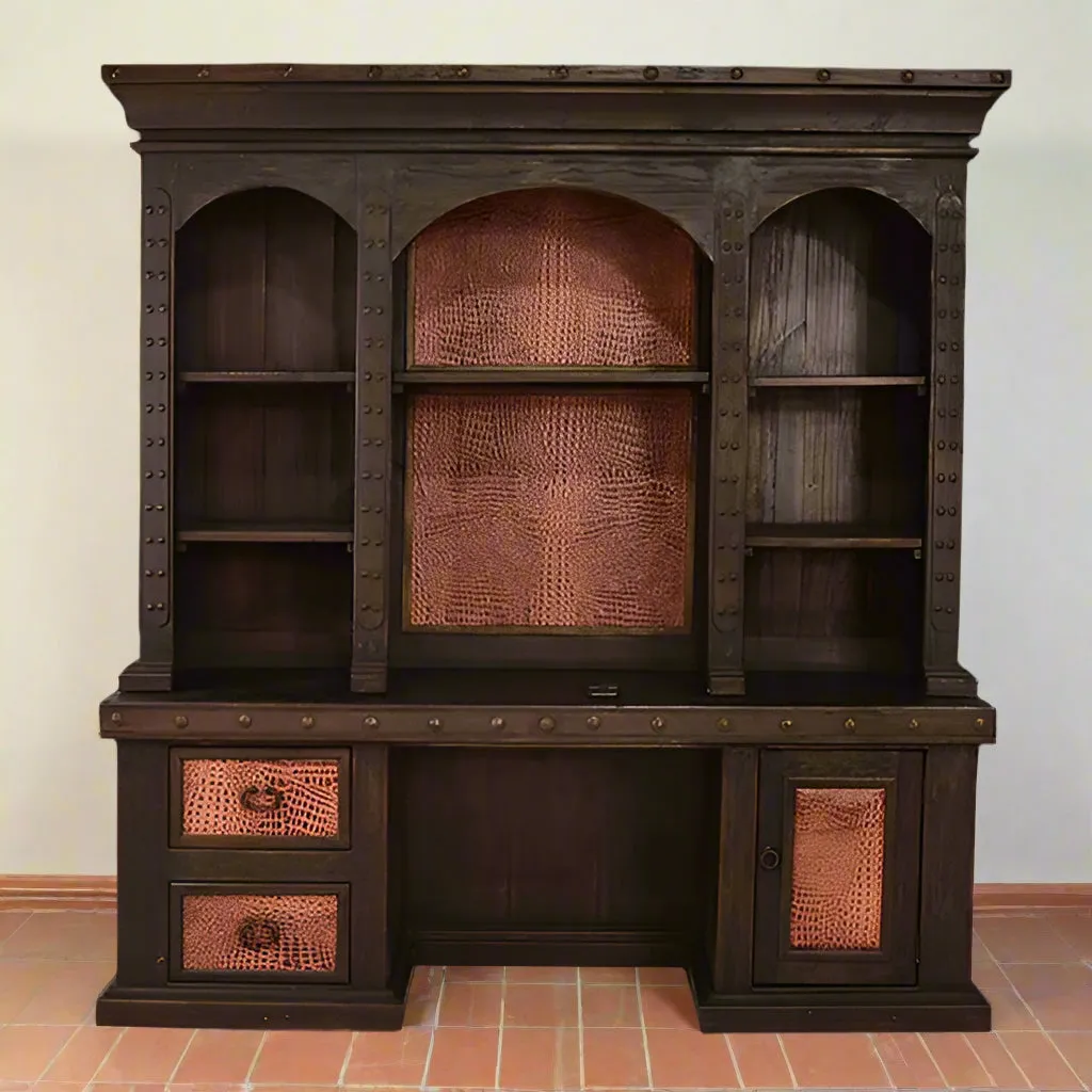 Western Executive Desk & Credenza with Hutch
