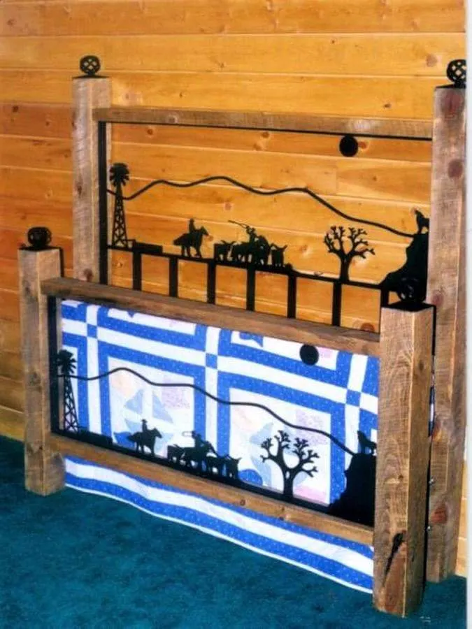 Western Iron Bed with Rustic Wood Posts gaming chair, computer chair