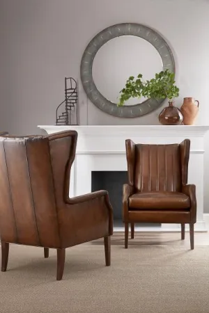 Western Leather Wingback Chair with Channel Stitching gaming chair, computer chair