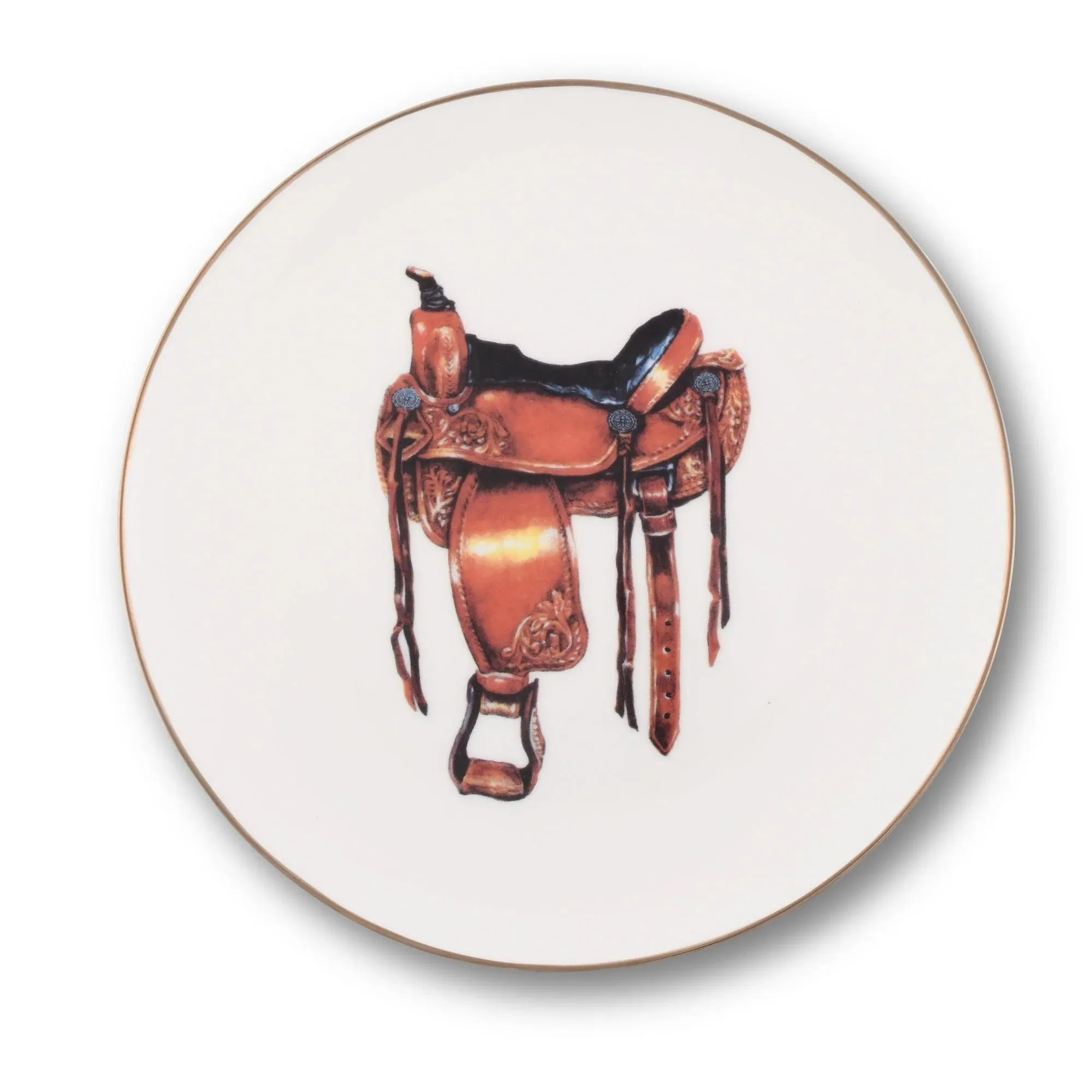 Western Saddle Bone China Plate toilet seat cover, slow close seat