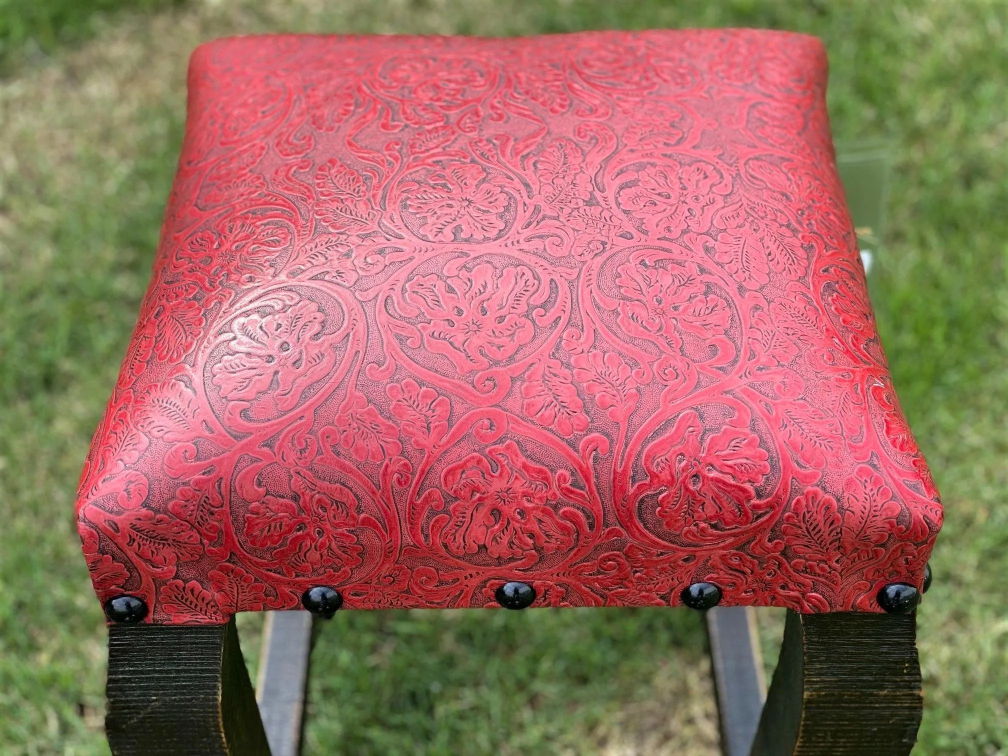 Western Style Embossed Leather Stools