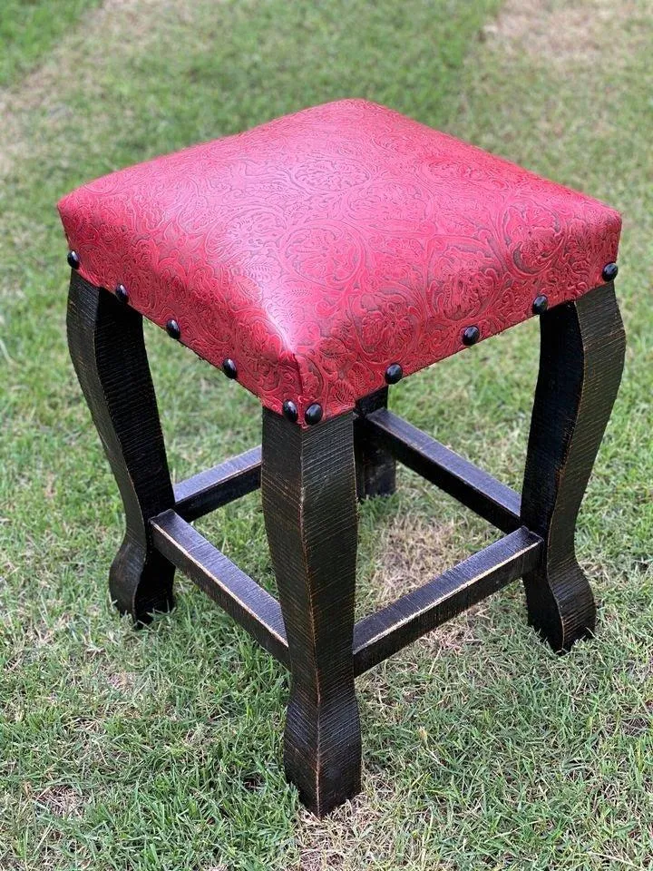 Western Style Embossed Leather Stools