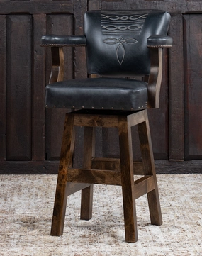 Western Boot Stitch Black Leather Bar & Counter Chairs glassware set, wine glass