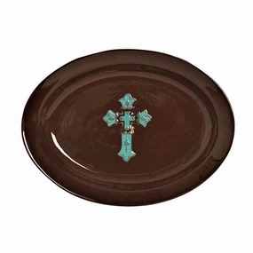 Western Cross Serving Platter shower curtain, waterproof liner