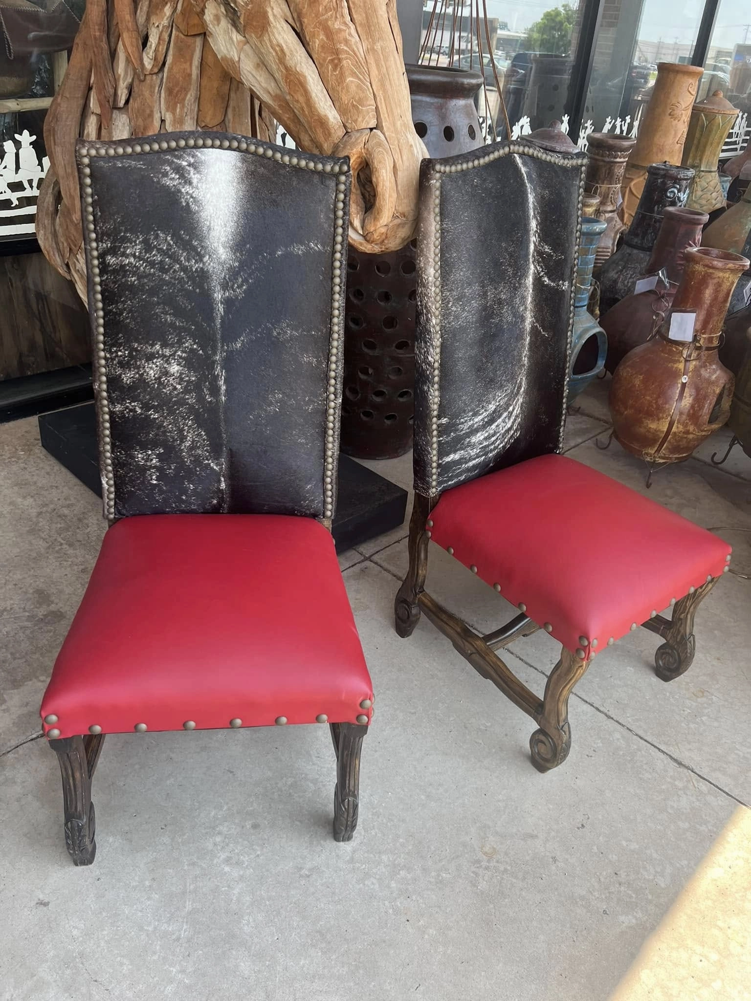 Western Dining Chair in Leather & Cowhide